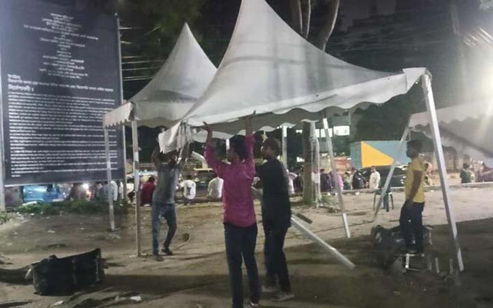 এনসিপির জনসমাবেশ বিকেলে, প্রস্তুত হচ্ছে মঞ্চ